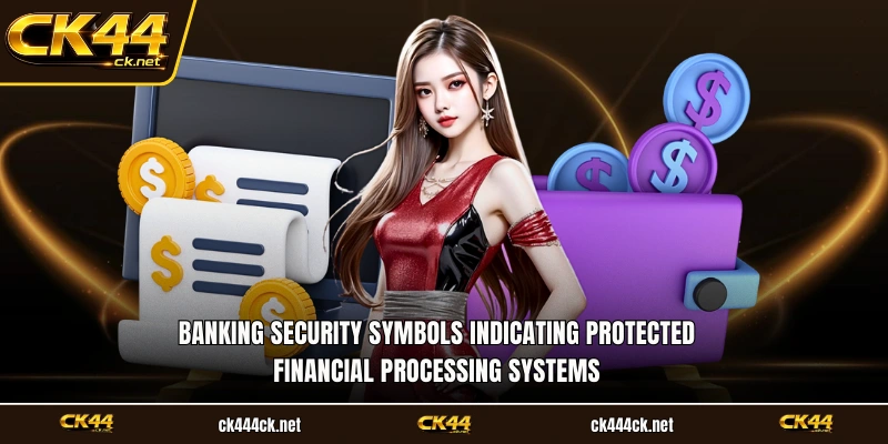 Banking security symbols indicating protected financial processing systems