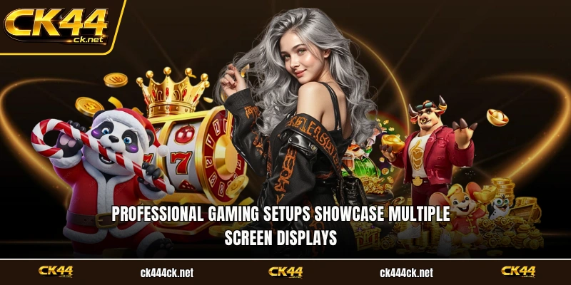 Professional gaming setups showcase multiple screen displays