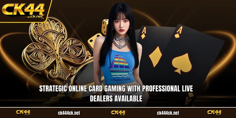 Strategic online card gaming with professional live dealers available